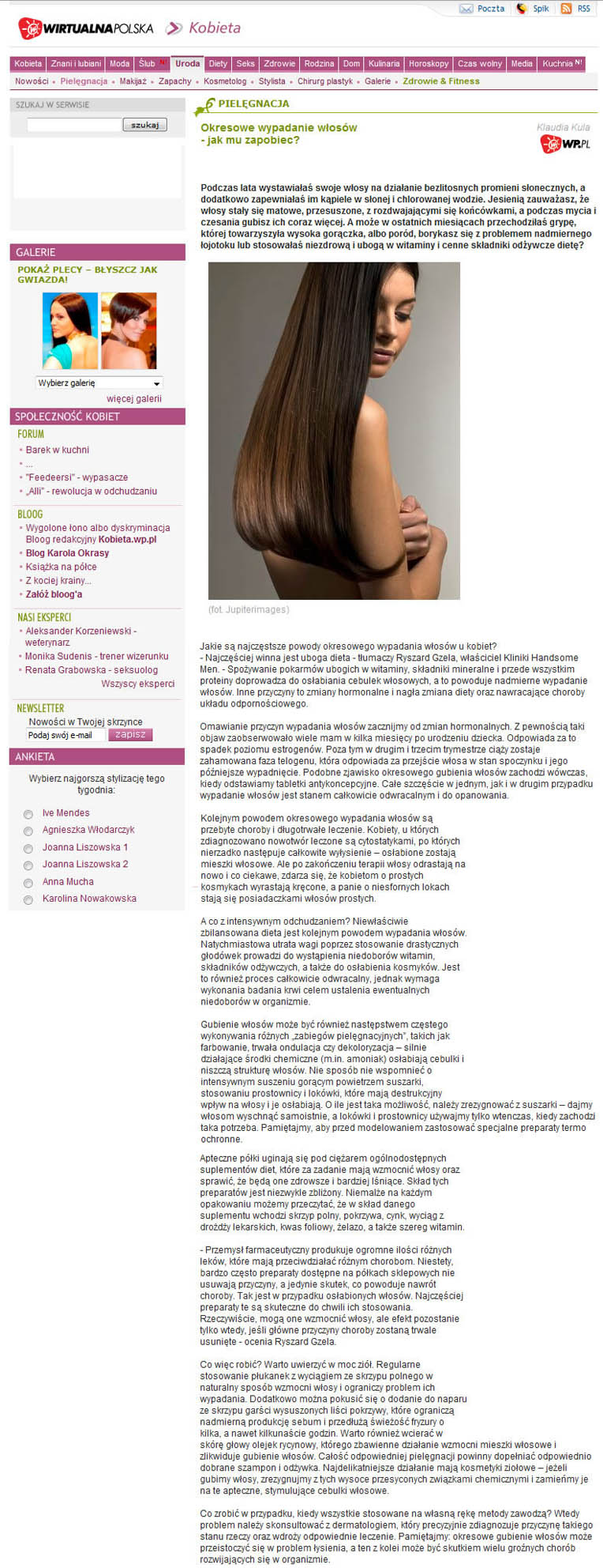 Wp.pl – Okresowe wypadanie włosów